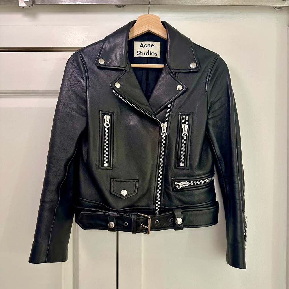 Acne Studios Black Leather Biker Jacket